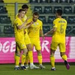 Ucrania celebra un gol de Roman Yaremchuk en el amistoso contra el Empoli.