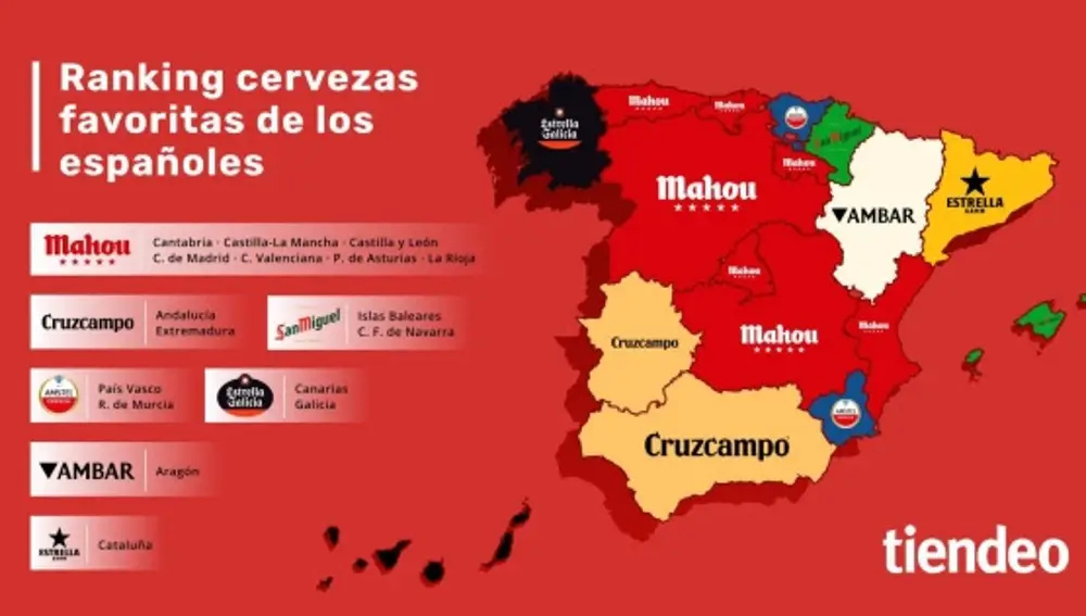 Ranking de cervezas favoritas de los españoles por comunidades