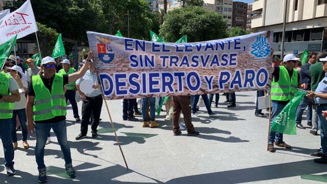 Miles de agricultores y regantes protestan en Alicante contra el Plan del Tajo que prevé un recorte en el trasvase Tajo-Segura