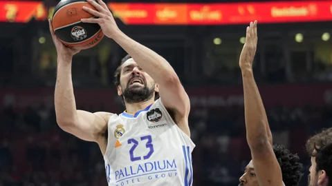Sergio Llull, en un momento de la semifinal de la Euroliga ante el Barcelona
