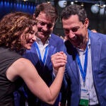 Isabel Diaz Ayuso, Juanma Moreno y Mañueco en el 17 Congreso autonómico de Madrid del Partido popular