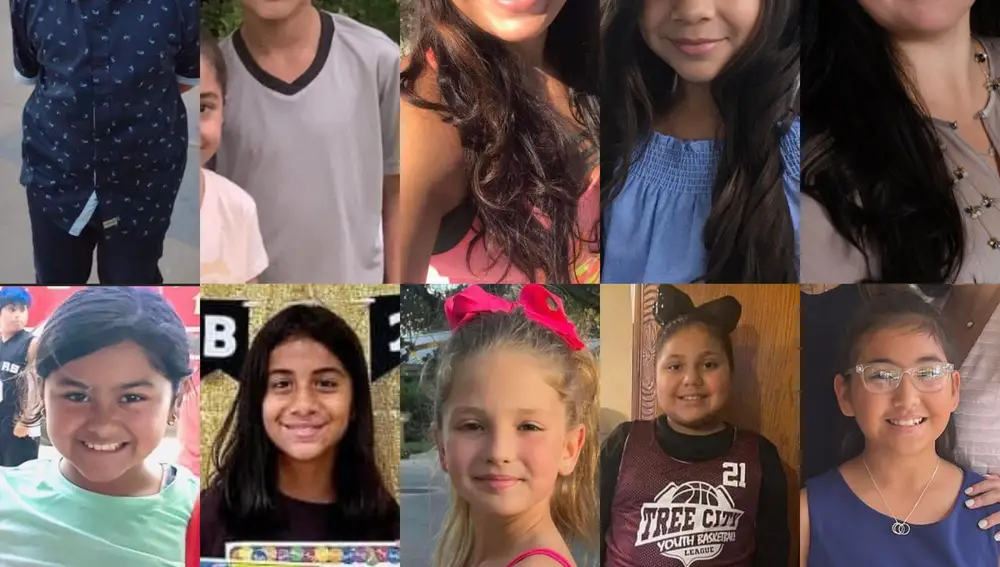 Algunos de los niños asesinados en la escuela primaria Robb de Uvalde, en Texas, junto a las dos profesoras fallecidas