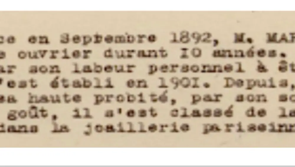 Foto del archivo de &quot;La Legion D´Honneur&quot; francesa donde cuentan que Lorenzo Marzo se estableció en París en el año 1.892.