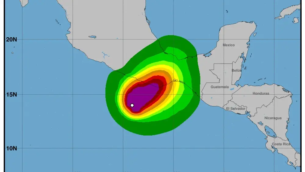 Proyección de la trayectoria del huracán 'Ágatha' NHC 29/05/2022