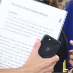 Captura del documento que sostenía Yolanda Díaz en la rueda de prensa en Moncloa