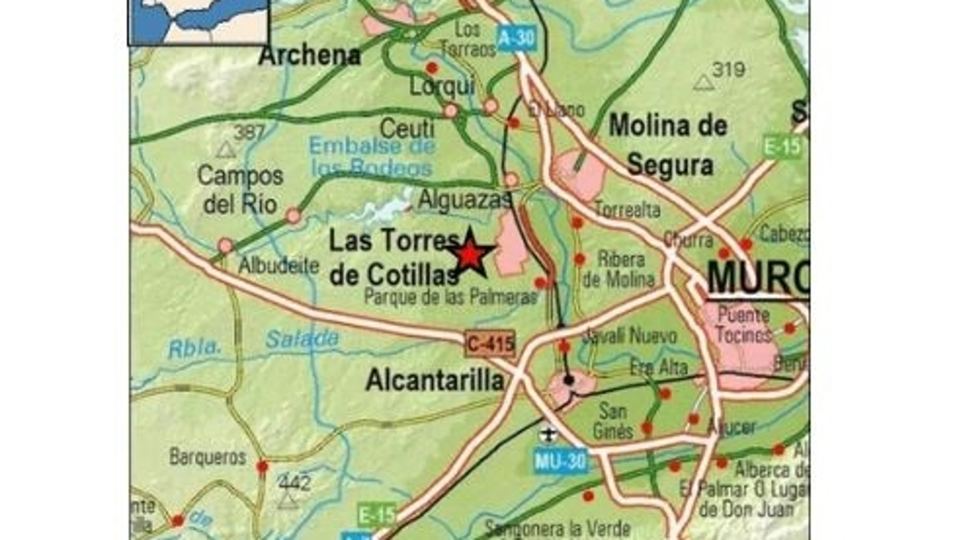 Características del terremoto registrado en Las Torres de Cotillas
