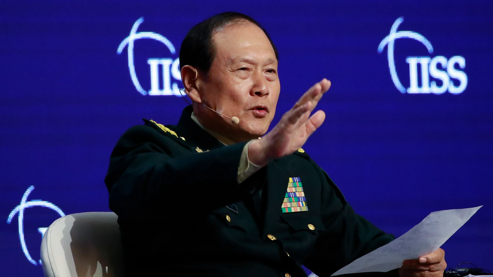 El ministro de Defensa chino Wei Fenghe en el foro de seguridad de Singapur