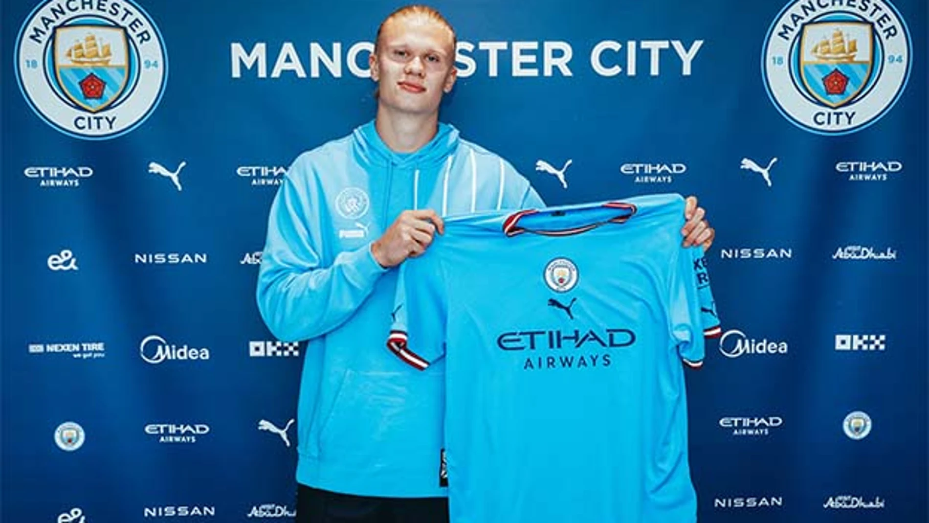 Erling Braut Haaland, con la camiseta del Manchester City.
