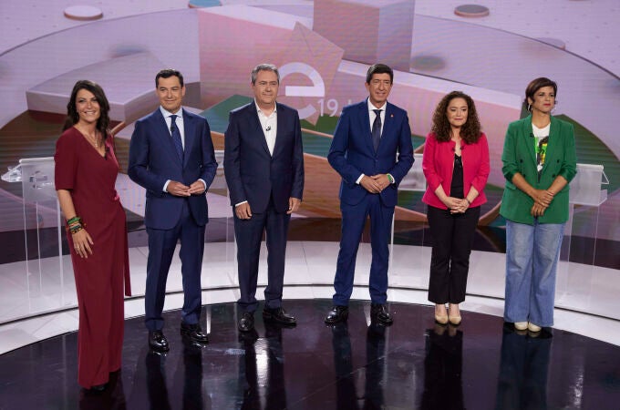 Los candidatos a las elecciones andaluzas en uno de los debates de la campaña