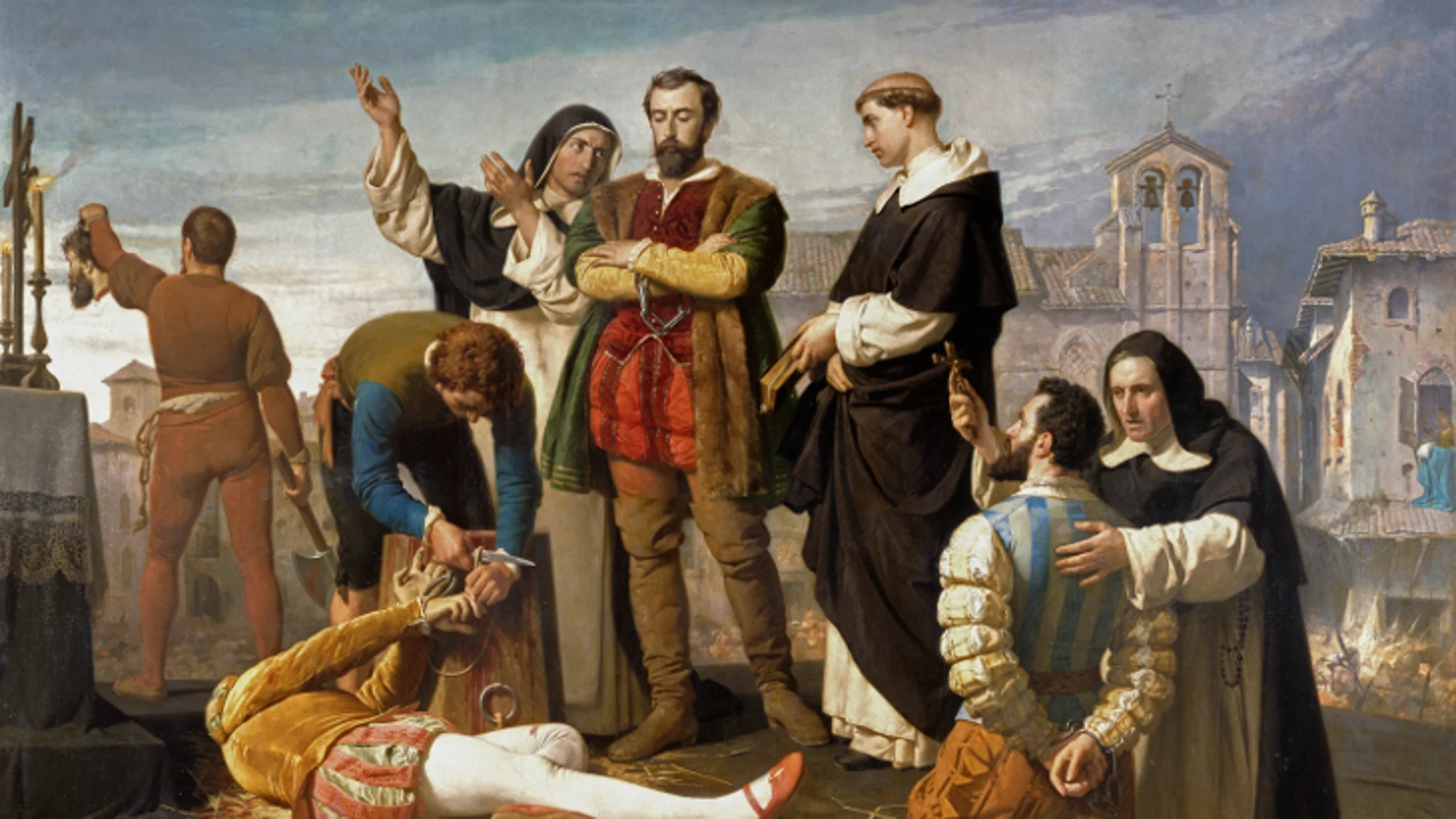 «Los Comuneros Padilla, Bravo y Maldonado en el patíbulo» (1862), obra de Antonio Gisbert y expuesto en el Congreso de los Diputados