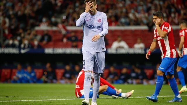 Gerard Pique frente al Atlético la temporada pasada