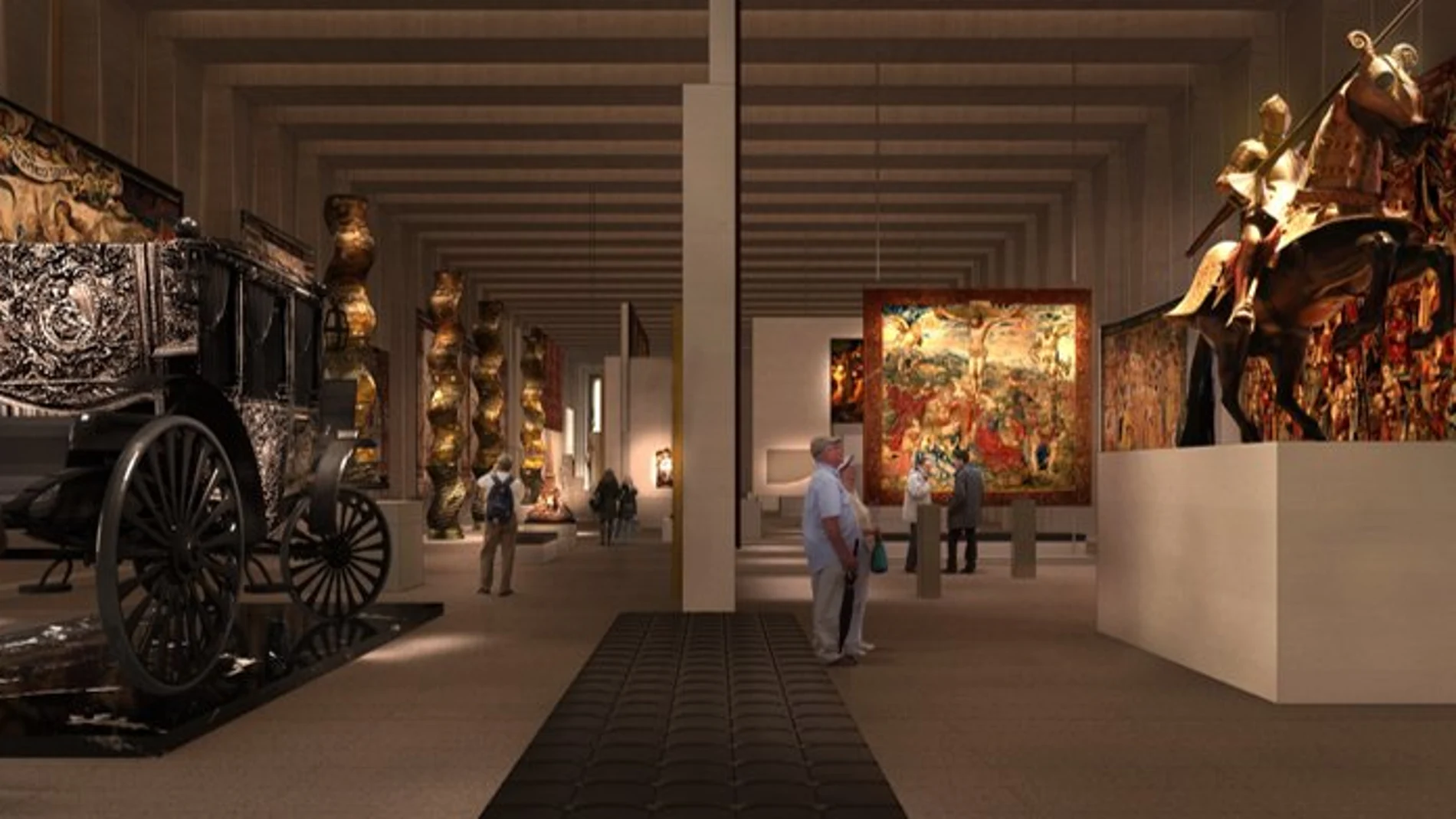 Reconstrucción de las salas de las Colecciones Reales de Madrid, según Patrimonio Nacional