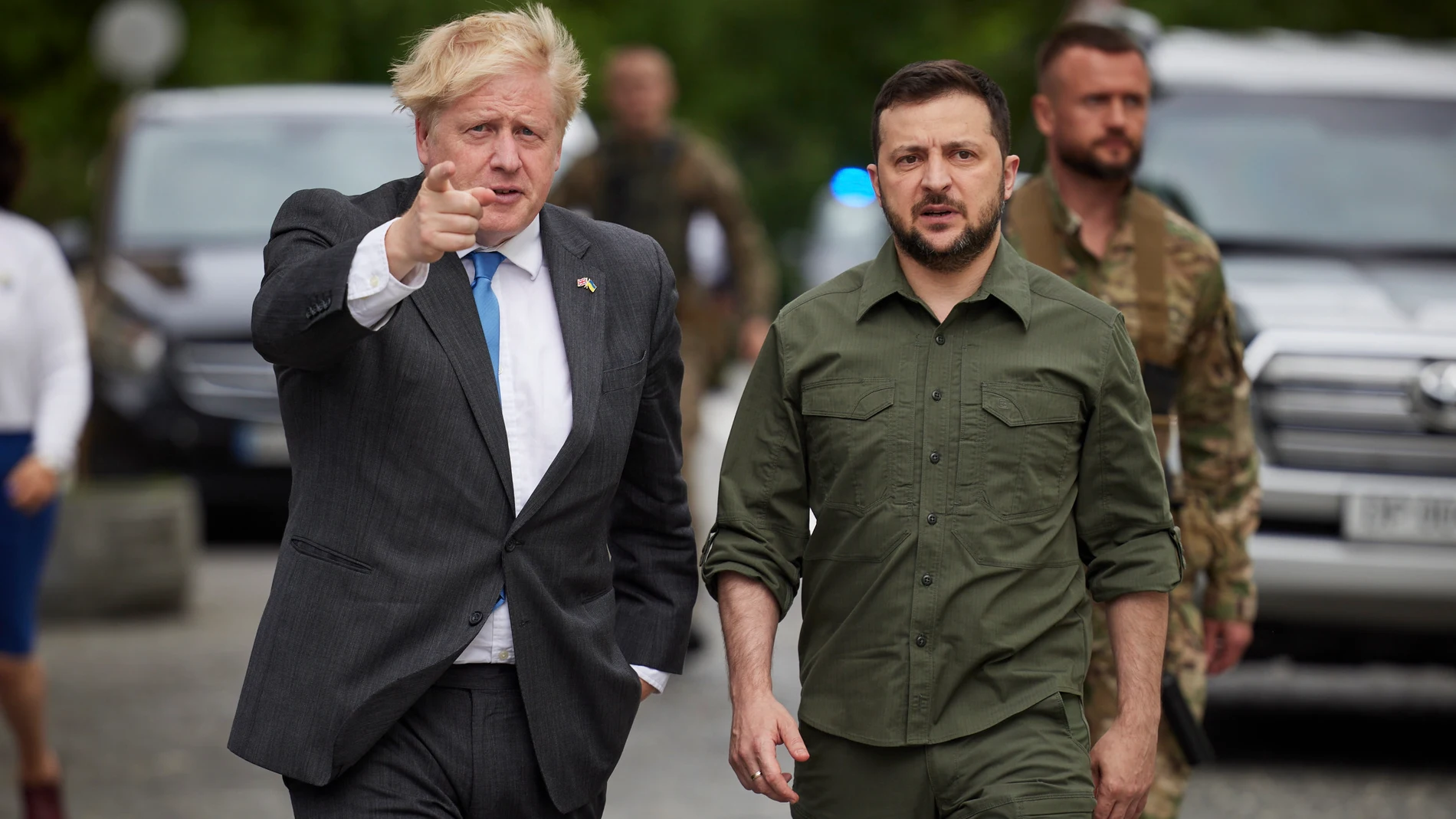 Boris Johnson con Volodimyr Zelenski en Kiev