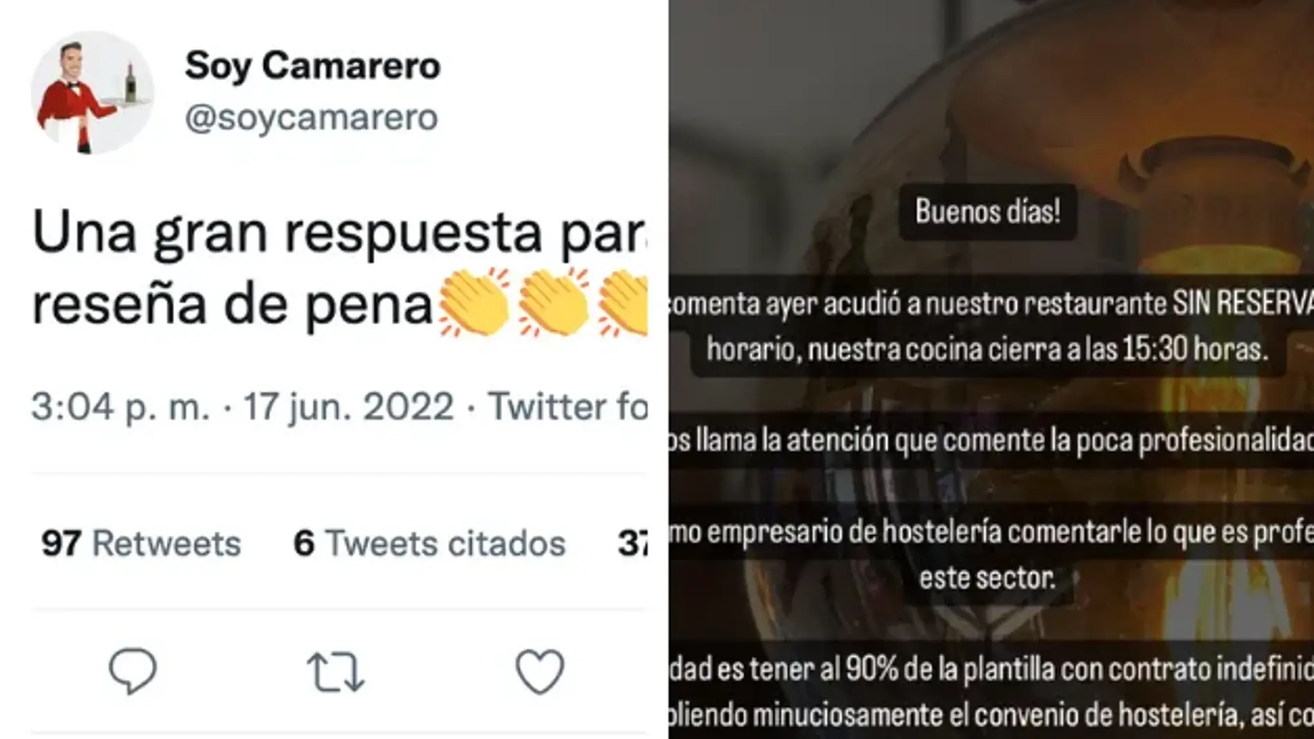 Respuesta realizada por un gastrobar de Salamanca a una mala crítica culinaria