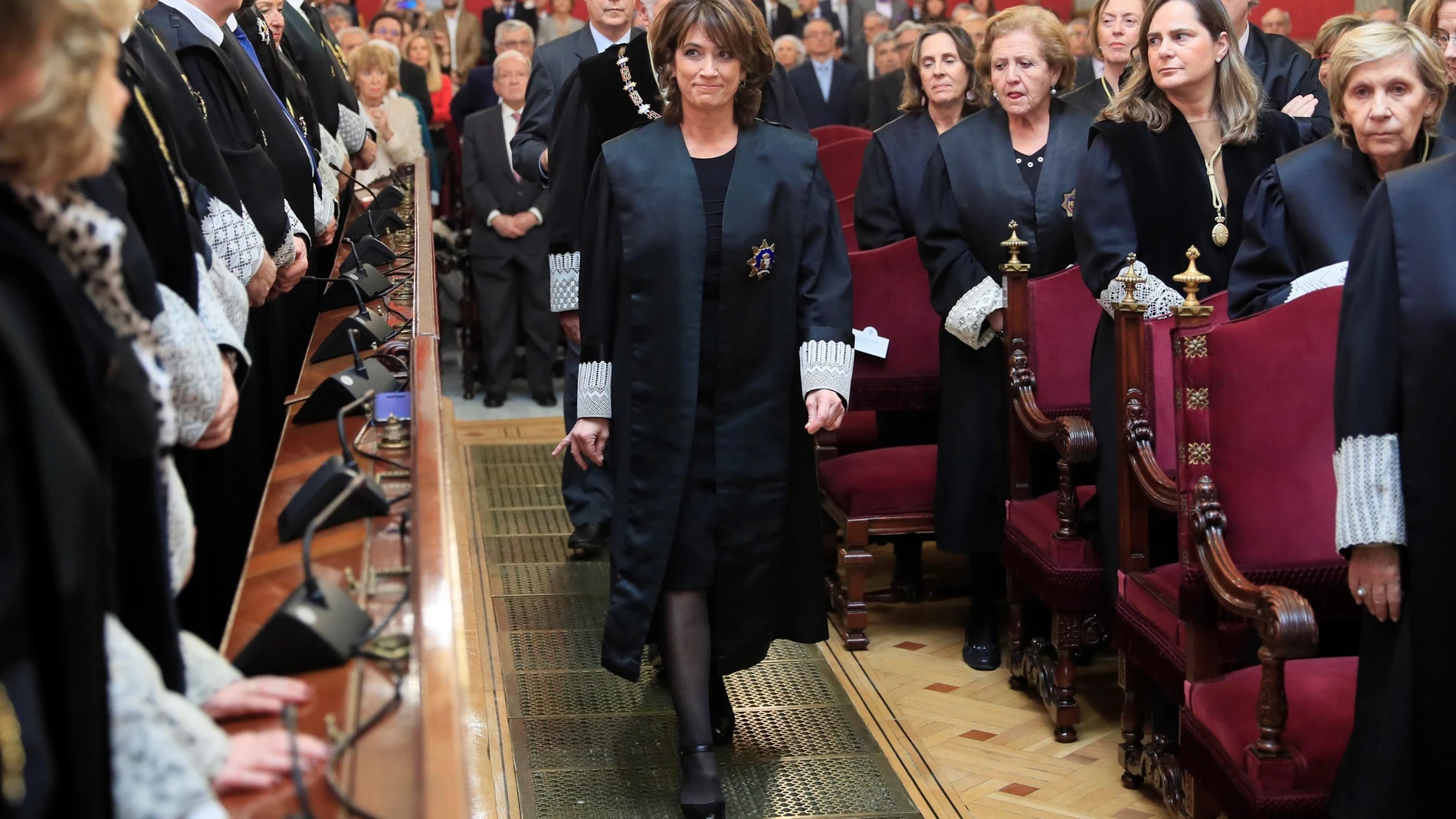 Dolores Delgado, en su toma de posesión como fiscal general del Estado celebrada en el Tribunal Supremo en febrero de 2020