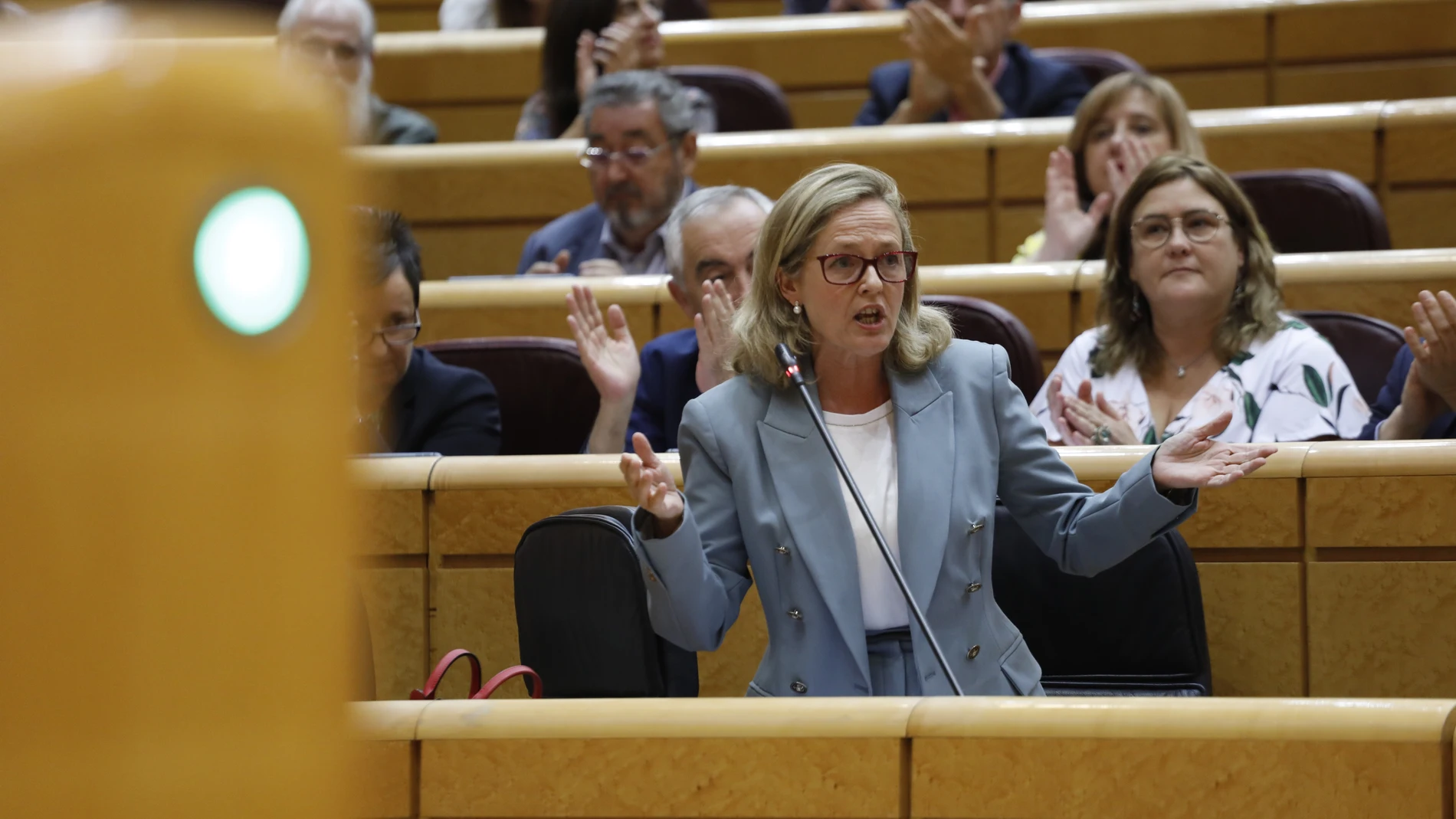 Nadia Calviño, en la sesión de control al Gobierno en el Senado