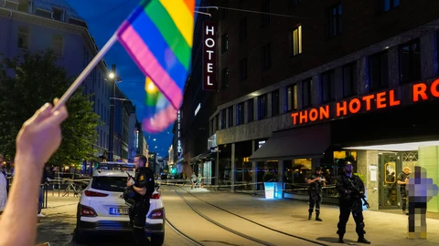 La Policía vigila el barrio gay de Oslo en junio de 2023
