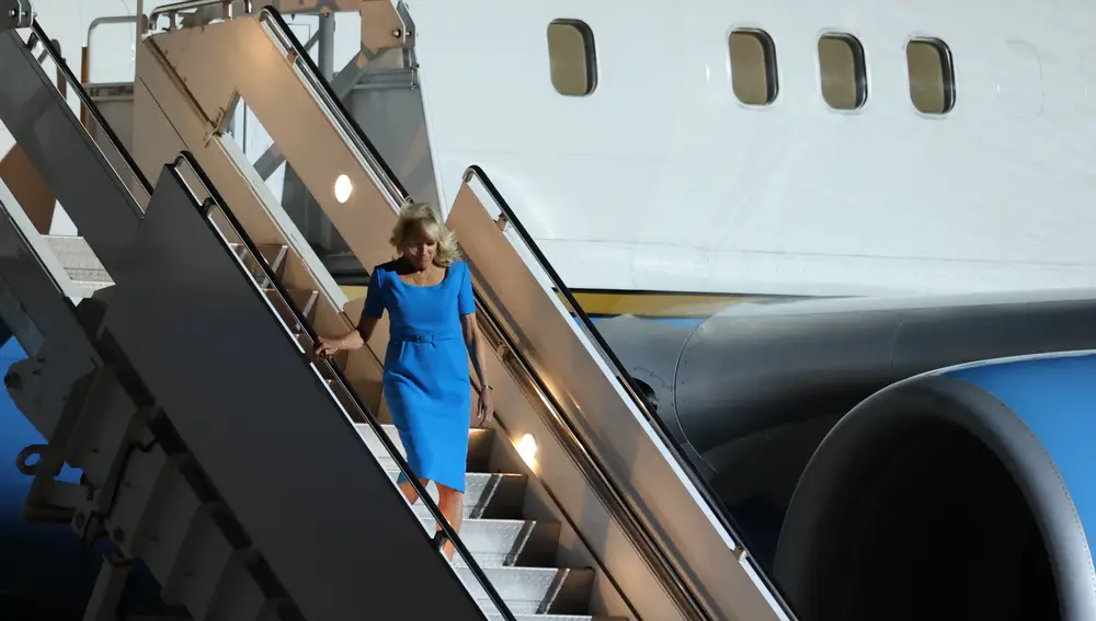 La primera dama estadounidense, Jill Biden, a su llegada a Madrid