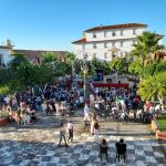 La Plaza de España de Hinojos, durante las fiestas del Corpus de este año