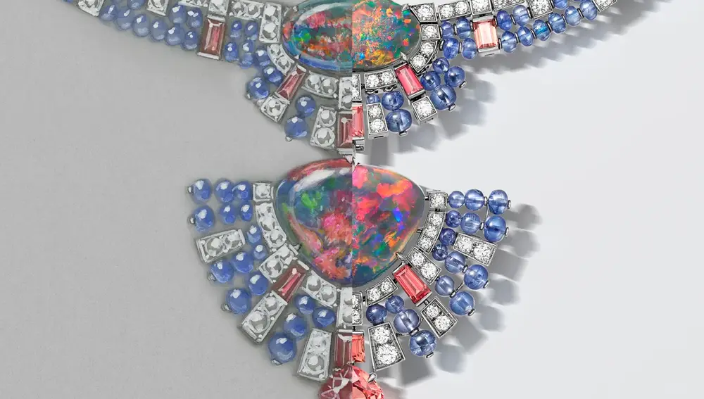 Boceto y joya del Collar APATURA de la colección &quot;Beautés du monde&quot; de Cartier