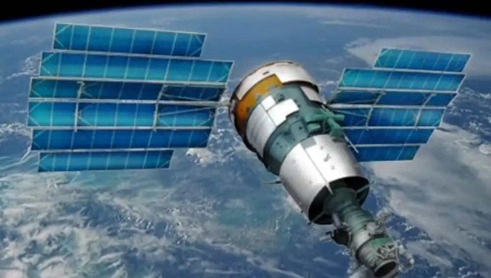 Recreación del satélite de teledetección Resurs-P que ha tomado las imágenes y coordenadas publicadas por la agencia espacial rusa.