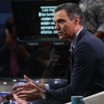 El presidente del Gobierno, Pedro Sánchez concede una entrevista a TVE a su llegada a la segunda jornada de la cumbre de la OTAN que se celebra este jueves en el recinto de Ifema
