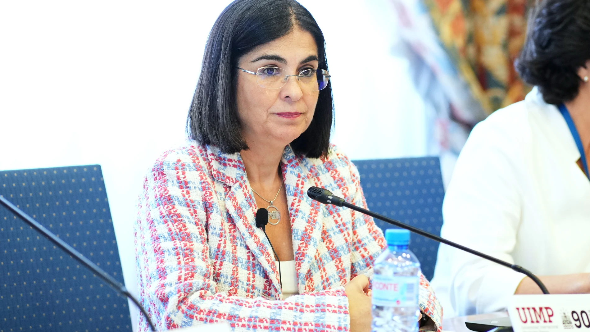 La ministra de Sanidad, Carolina Darias, durante el 'XV Encuentro Interautonómico sobre Protección Jurídica del Paciente', en el Palacio de la Magdalena, a 1 de julio de 2022, en Santander, Cantabria (España).