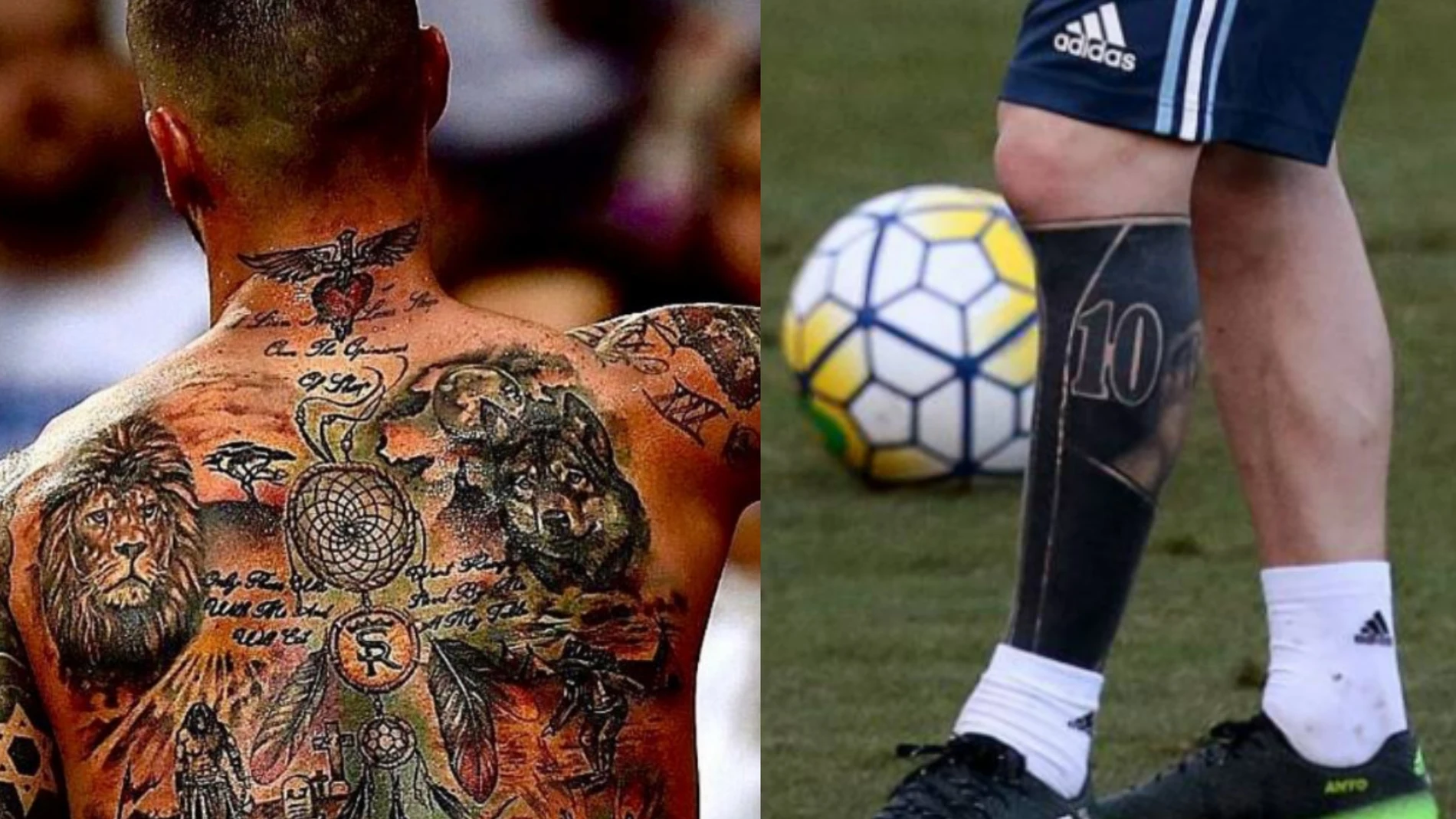 La espalda tatuada de Sergio Ramos y la impactante pierna negra de Messi
