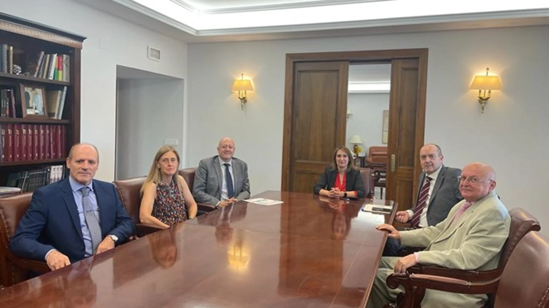 L consejera de Educación, Rocío Lucas, y el director general de centros, José Miguel Sáez Carnicer, se entrevistan con el comité ejecutivo y presidente de Honor de FSIE CyL