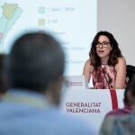La vicepresidenta y Portavoz del Gobierno valenciano, Aitana Mas, durante la rueda de prensa posterior al pleno del Consell