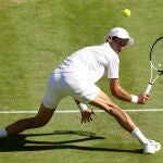 Novak Djokovic, durante su partido de semifinales de Wimbledon contra Norrie