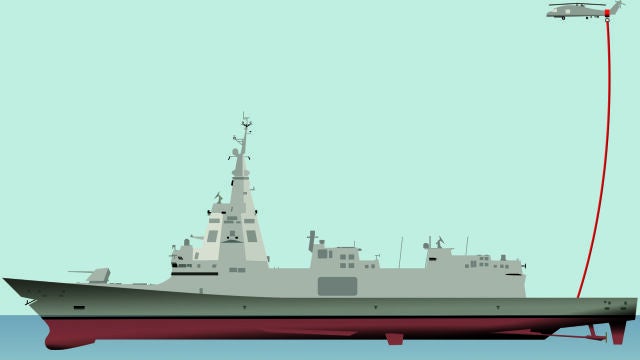 La fragata y su helicóptero