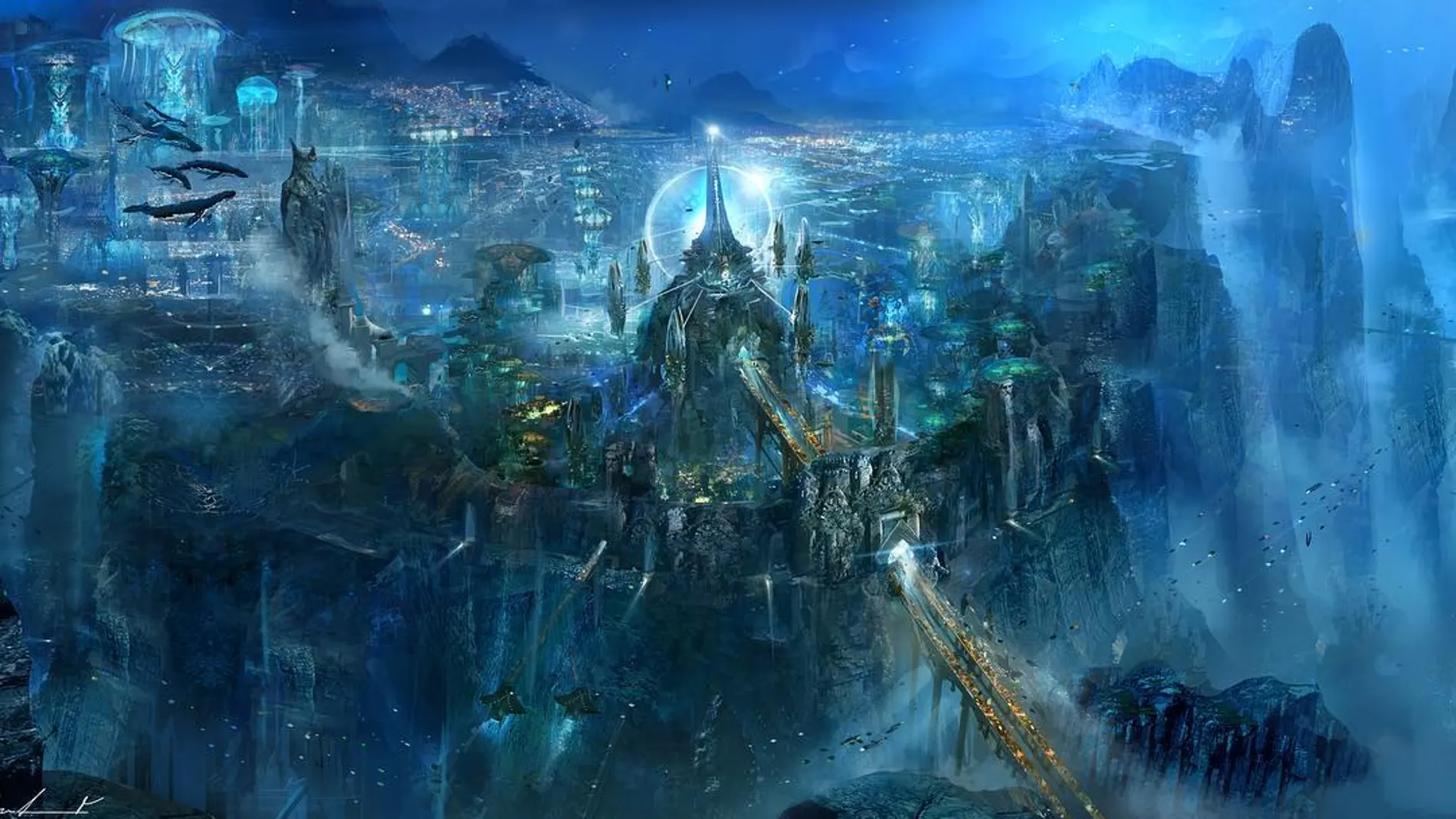 Concept art de la ciudad sumergida de Atlantis