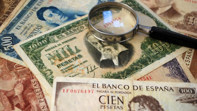 Imagen de archivo de unos billetes de pesetas
