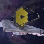 Renderización de una representación artística del telescopio espacial James Webb. (Northrop Grumman/NASA via AP, File)