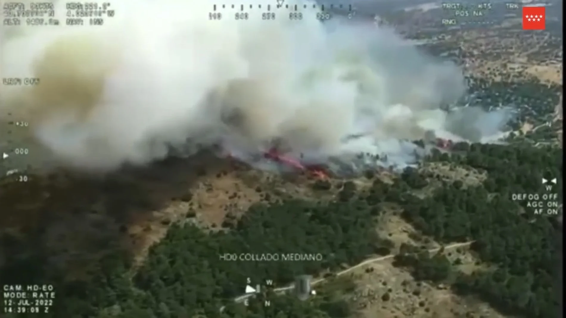 Declarado un incendio forestal en el cerro del Castillo de Collado Mediano