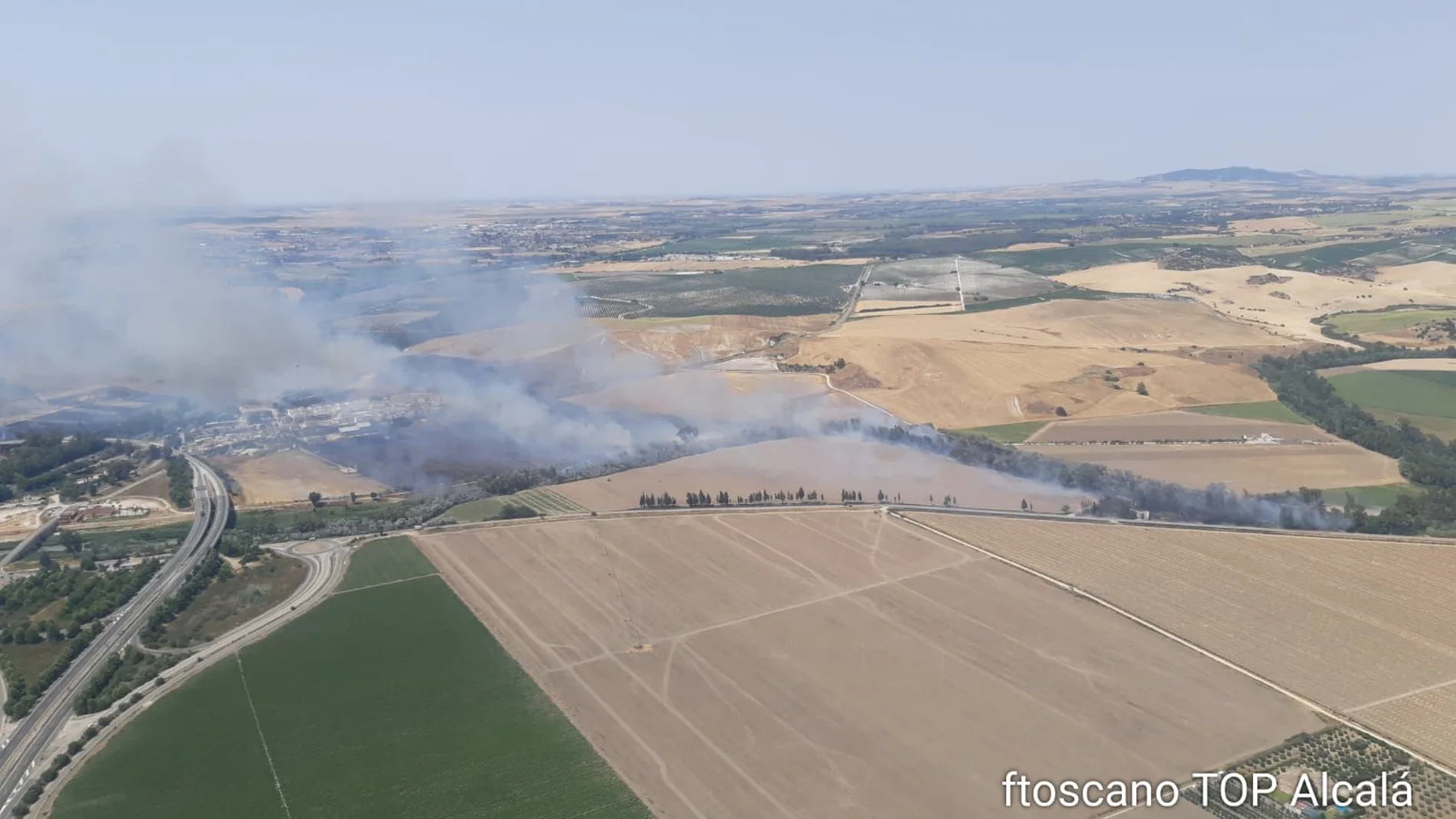 Incendio originado en un paraje agrícola de Jerez de la Frontera