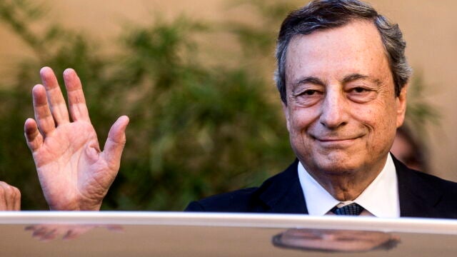 Mario Draghi llega al funeral del periodista italiano Eugenio Scalfari en Roma