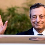Mario Draghi llega al funeral del periodista italiano Eugenio Scalfari en Roma
