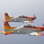 Dos de los nuevos aviones de entrenamiento "Pilatus"