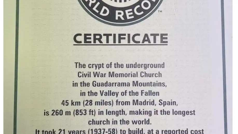 El certificado del Guinness World Records que acredita la marca