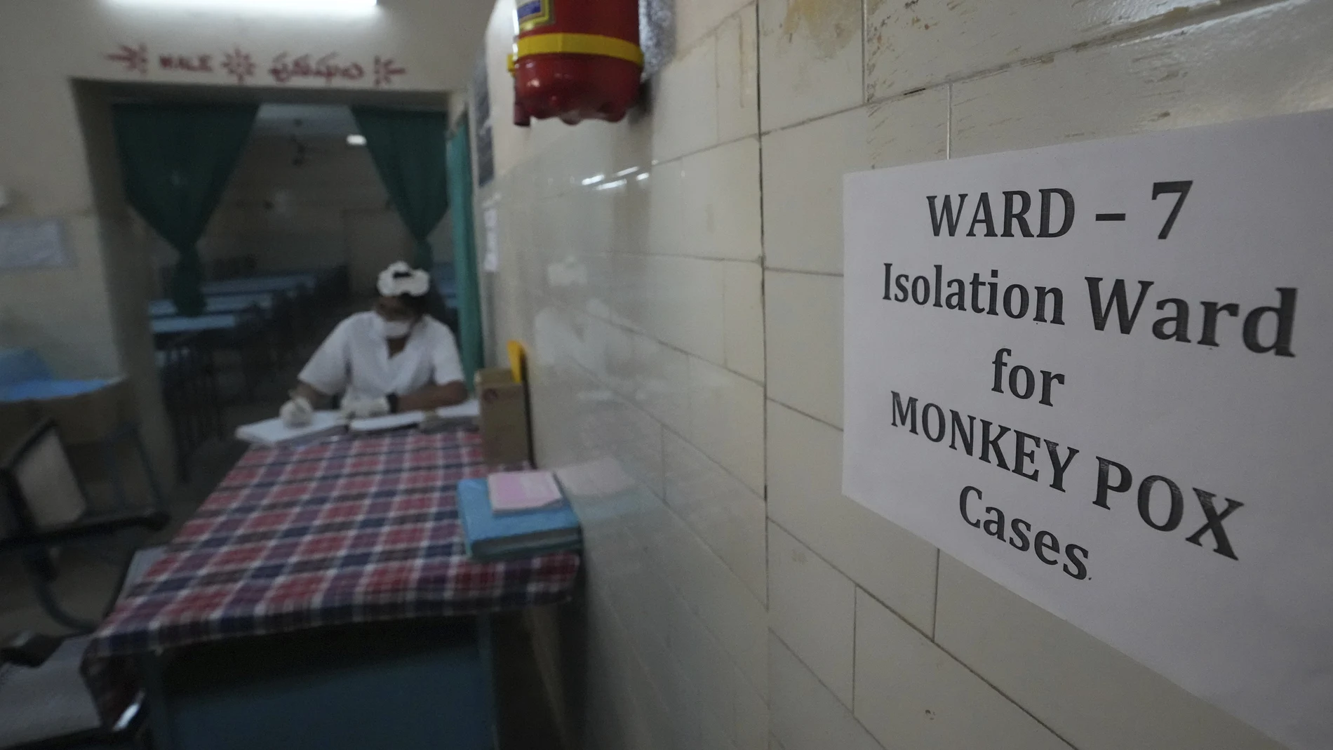 Un profesional sanitario en una sala de aislamiento para casos de viruela del mono en Hyderabad (India)
