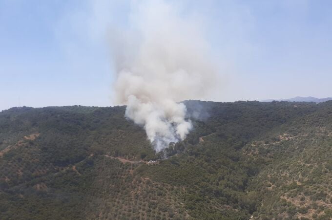 Paraje del Lagar de la Cruz, donde se ha declarado el incendio en la Sierra de Córdoba. PLAN INFOCA