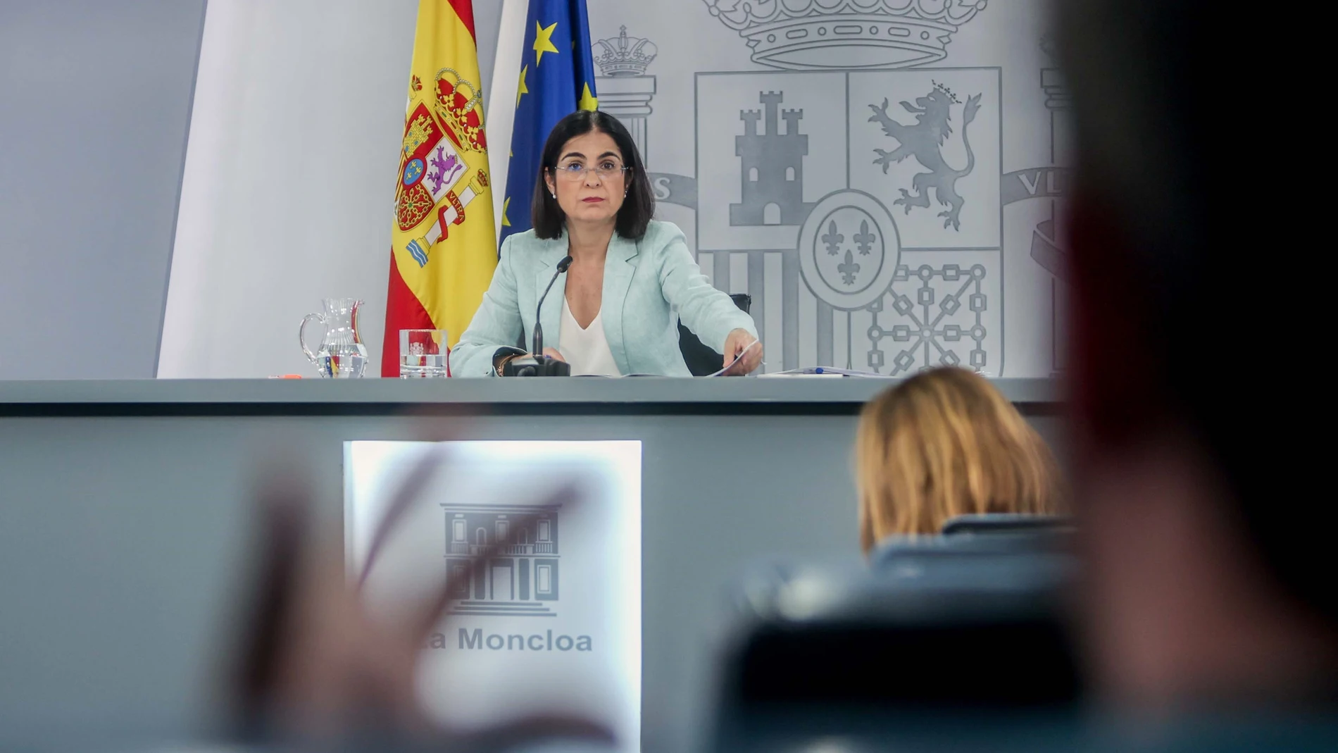 La ministra de Sanidad, Carolina Darias,en rueda de prensa para informar de los asuntos tratados en el Consejo Interterritorial del SNS (CISNS), en la Secretaría de Estado de Comunicación, Complejo de La Moncloa, a 20 de julio de 2022, en Madrid (España)