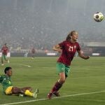 Yasmin Mrabet, jugadora marroquí nacida en Madrid, durante la pasada final de la Copa de África