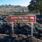 Aspecto de la localidad de Quintanilla del Coco, en Burgos, después del incendio declarado que obligó al desalojo de cinco municipios
