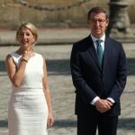 Alberto Núñez Feijóo y Yolanda Díaz coincidieron ayer en Santiago de Compostela con motivo del Día de Galicia