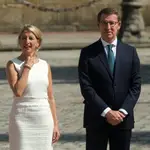 Alberto Núñez Feijóo y Yolanda Díaz coincidieron ayer en Santiago de Compostela con motivo del Día de Galicia