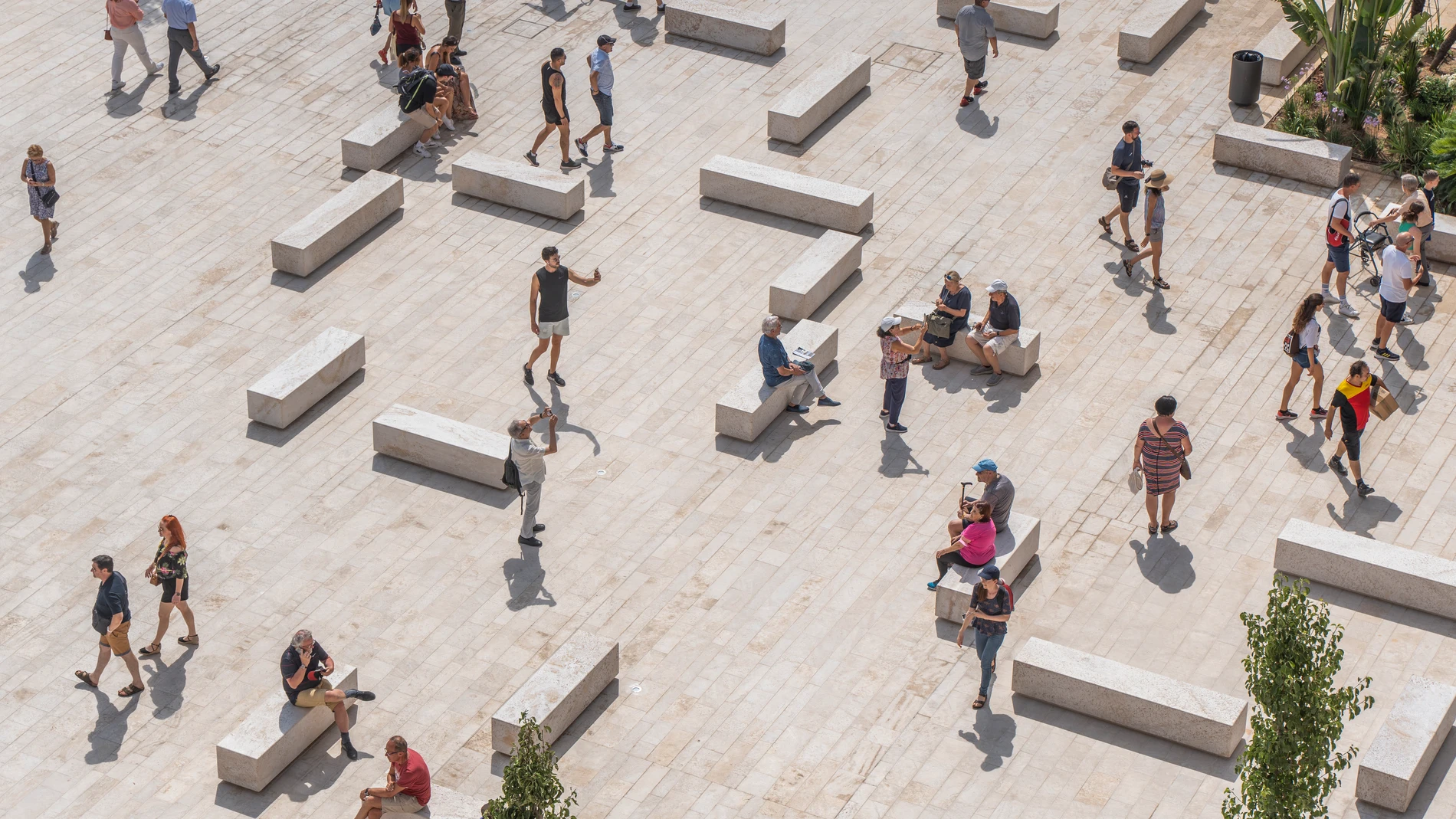 Vista general de la plaza de la Reina, el día que se ha abierto al público, a 28 de julio de 2022, en Valencia