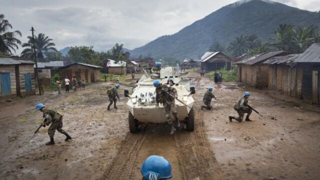 Cascos azules operando en República Democrática del Congo.